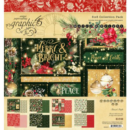 Graphic 45 Merry & Bright Scrapbook papírkészlet 8" (20 cm) Collection Pack (24 lap)