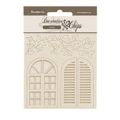   Stamperia Golden Harmony Chipboard 14x14 cm Windows Decorative Chips (1 ív)