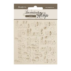   Stamperia Golden Harmony Chipboard 14x14 cm Writings Decorative Chips (1 ív)