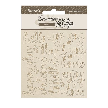 Stamperia Golden Harmony Chipboard 14x14 cm Writings Decorative Chips (1 ív)