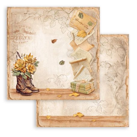 Stamperia Golden Harmony Scrapbook papír 12" (30 cm) Boots Paper Sheets (1 ív)