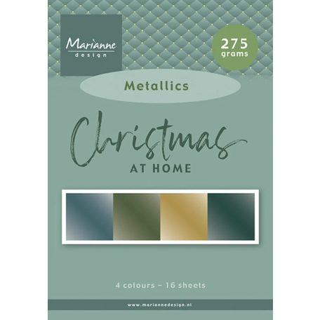 Marianne Design Christmas at home - metallics PapírkészletA5 Pretty Papers Bloc (16 ív)