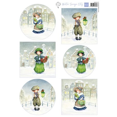 Marianne Design Hetty's Snoesjes - Winter City KivágóívA4 Cutting Sheet (1 ív)