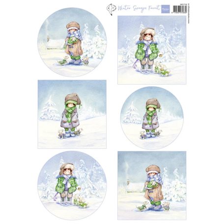 Marianne Design Hetty's Snoesjes - Winter Forest KivágóívA4 Cutting Sheet (1 ív)