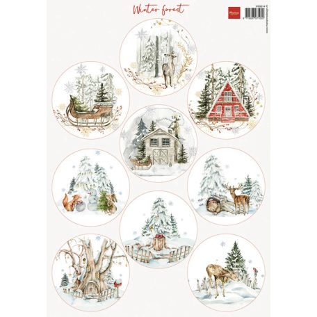 Marianne Design Winter Forest - 7 cm KivágóívA4 Cutting Sheet (1 ív)