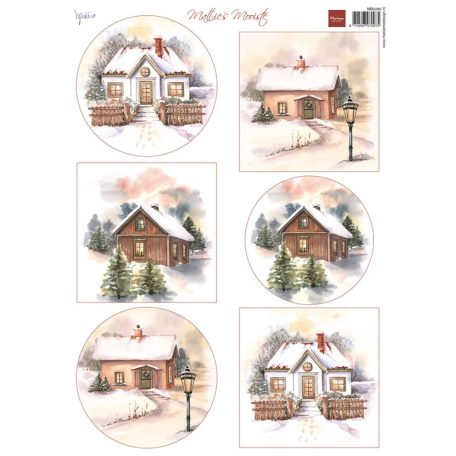 Marianne Design Mattie's Mooiste - Winter cottages KivágóívA4 Cutting Sheet (1 ív)