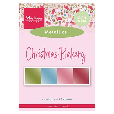 Marianne Design Christmas Bakery by Marleen - Metallics PapírkészletA5 Pretty Papers Bloc (16 ív)