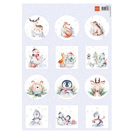 Marianne Design Minis - Merry Animals KivágóívA4 Cutting Sheet (1 ív)