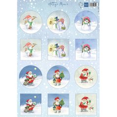   Marianne Design Hetty's Minis - Snowmen & Santa KivágóívA4 Cutting Sheet (1 ív)