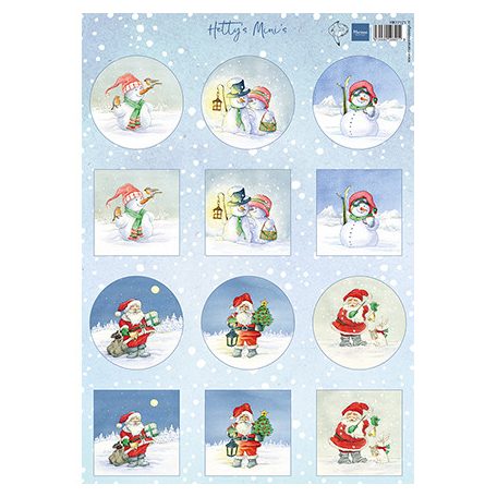 Marianne Design Hetty's Minis - Snowmen & Santa KivágóívA4 Cutting Sheet (1 ív)