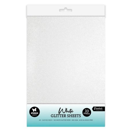 Studio Light White Consumables Kreatív karton A5 Glitter sheets (10 lap)