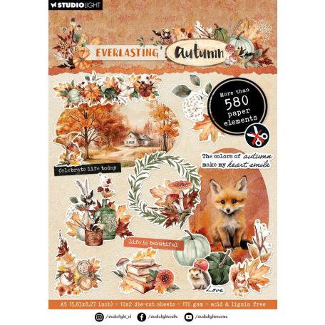 Studio Light Paper Pad Paper elements Everlasting Autumn Papírkészlet A5 Die Cut Block Elements (20 lap)