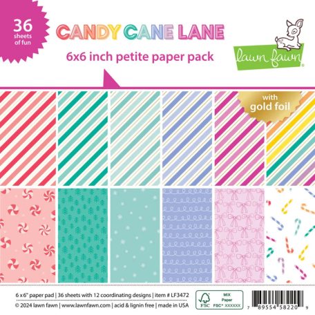 Lawn Fawn Candy Cane Lane Papírkészlet 6" (15 cm) Lawn Fawn Single-Sided Petite Paper Pack (36 lap)