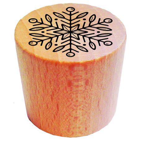 AladinE Gumibélyegző fa markolattal Hópehely Wooden Round Stamp (1 db)