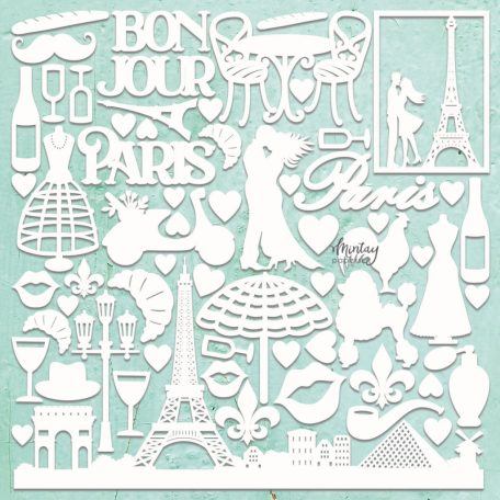 Mintay Papers Chipboard 12" (30 cm) - Decor - Paris - Chippies (1 ív)