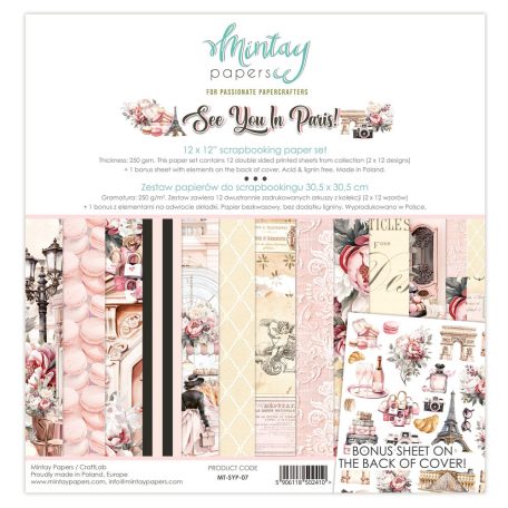 Mintay Papers See You in Paris Scrapbook papírkészlet  Collection Set 12" (30 cm) 12 lap