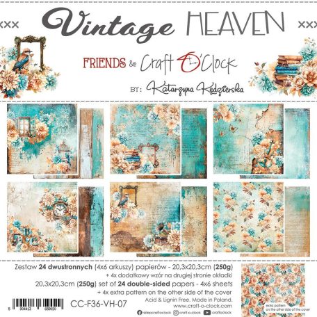 Craft O'Clock Scrapbook papírkészlet 8" (20 cm) Vintage Heaven Paper Collection Set (24 ív)