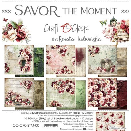 Craft O'Clock Scrapbook papírkészlet 12" (30 cm) Savor the Moment Paper Collection Set (6 ív)