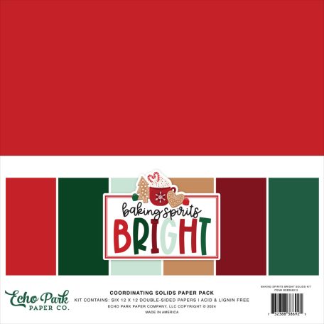 Echo Park Baking Spirits Bright Papírkészlet 12" (30 cm) Coordinating Solids Paper Pack (6 lap)