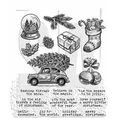   Stampers Anonymous Home For Christmas Tim Holtz Gumibélyegző Cling Stamps (1 csomag)