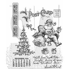   Stampers Anonymous Santa Visit Tim Holtz Gumibélyegző Cling Stamps (1 csomag)