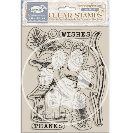 Stamperia Dewdrops Szilikonbélyegző A5 nest bird Clear Stamps (1 csomag)