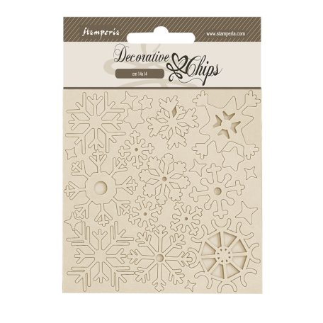 Stamperia Dewdrops Chipboard 14x14 cm Snowflakes Decorative Chips (1 ív)