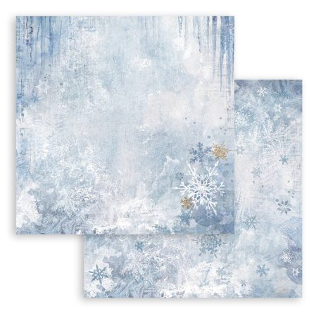 Stamperia Dewdrops Scrapbook papír 12" (30 cm) blue snowflakes Paper Sheets (1 ív)