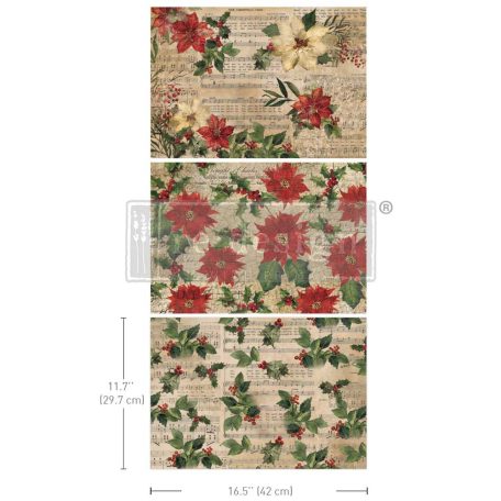 Redesign with Prima Poinsettias Decoupage papír A3 Decoupage Fiber (1 db)