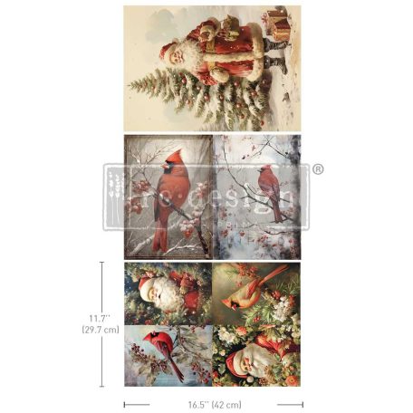 Redesign with Prima Festive Cardinal Decoupage papír A3 Decoupage Fiber (1 db)