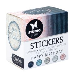   Studio Light Happy Birthday Kör matricák ø30mm Round Stickers on Roll (100 db)