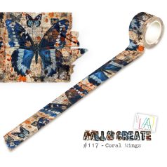   AALL & CREATE Coral Wings Dekorációs ragasztószalag Washi Tape 25mm 1 db