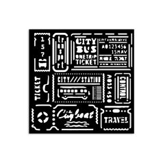   Stamperia Art of Travelling Vastag stencil 12x12cm Tickets Thick Stencil  (1 db)