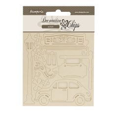   Stamperia Art of Travelling Chipboard 14x14 cm Car Decorative Chips (1 ív)