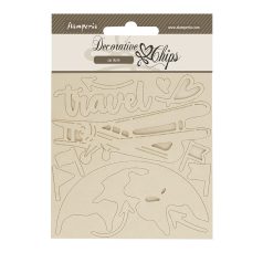   Stamperia Art of Travelling Chipboard 14x14 cm Airplane Decorative Chips (1 ív)