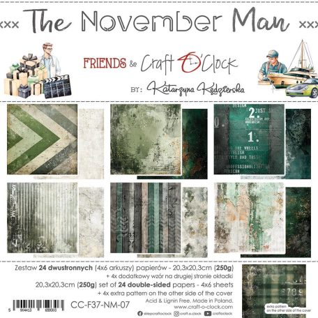 Craft O'Clock Scrapbook papírkészlet 8" (20 cm) The November Man Paper Collection Set (24 ív)