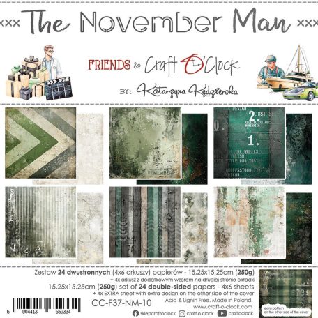 Craft O'Clock Scrapbook papírkészlet 6" (15 cm) The November Man Paper Collection Set (24 ív)