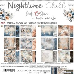   Craft O'Clock Scrapbook papírkészlet 8" (20 cm) Nighttime Chill Mix Paper Set (24 ív)