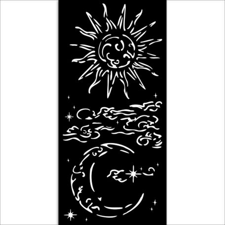 Stamperia Masquerade Vastag stencil 12x25cm Sun and moon Thick Stencil  (1 db)