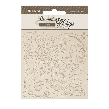 Stamperia Masquerade Chipboard 14x14 cm Sun and moon Decorative Chips (1 ív)