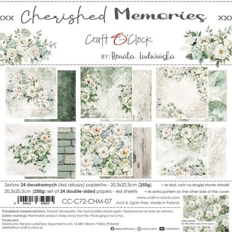 Craft O'Clock Scrapbook papírkészlet 8" (20 cm) Cherished Memories Paper Collection Set (24 ív)