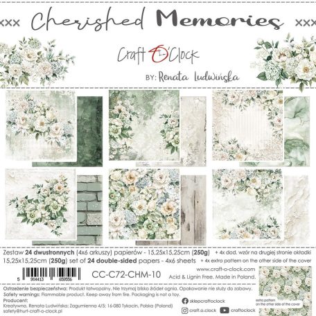 Craft O'Clock Scrapbook papírkészlet 6" (15 cm) Cherished Memories Paper Collection Set (24 ív)