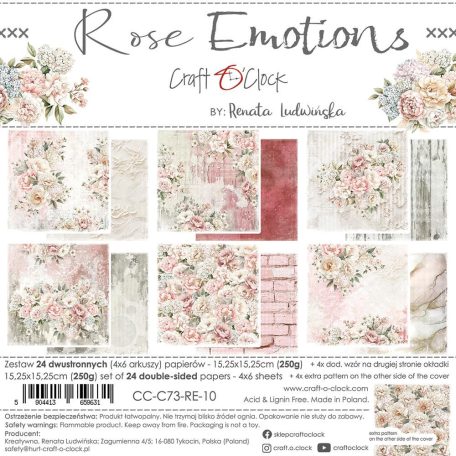 Craft O'Clock Scrapbook papírkészlet 6" (15 cm) Rose Emotions Paper Collection Set (24 ív)