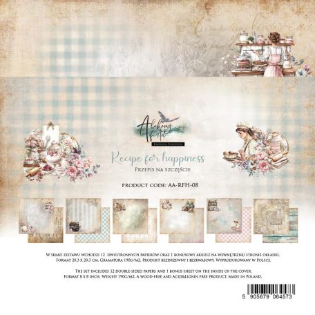 Alchemy of Art Papírkészlet 8" (20 cm) Recipe for Happiness Paper Collection Set (12 lap)