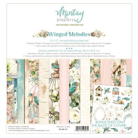 Mintay Papers Winged Melodies Scrapbook papírkészlet  Collection Set 12" (30 cm) 12 lap