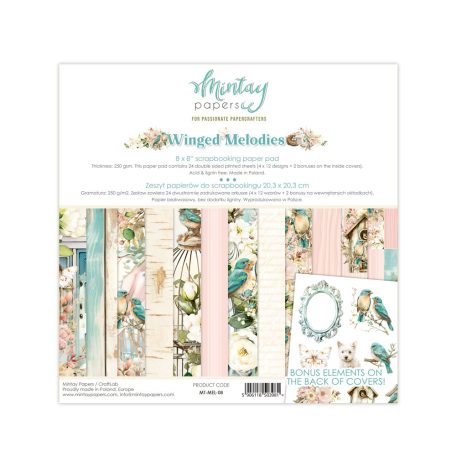 Mintay Papers Winged Melodies Scrapbook papírkészlet  Paper Pad 8" (20 cm) 24 lap