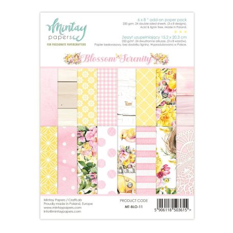 Mintay Papers Blossom Serenity Papírkészlet  Paper Pad 6"x8" (15x20 cm) 24 lap