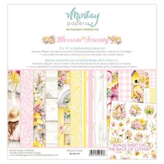   Mintay Papers Blossom Serenity Scrapbook papírkészlet  Collection Set 12" (30 cm) 12 lap