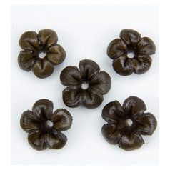   Bőr díszítőelem - Virág 20 mm, Leather Flower / Brown - Barna (5 db)