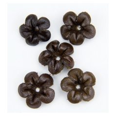   Bőr díszítőelem - Virág 13 mm, Leather Flower / Brown - Barna (5 db)